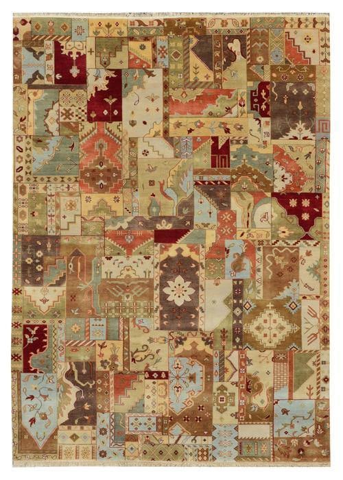 Colorful 8.7 x 11.6 Agra Handmade Patchwork Wool Rug: Colorful 8.7 x 11.6 Agra Handmade Patchwork Wool Rug Free continental US Shipping Enhance your home decor with this stunning 8.7 x 11.6 Colorful Agra Patchwork Design Handmade Rug. This exceptional pi