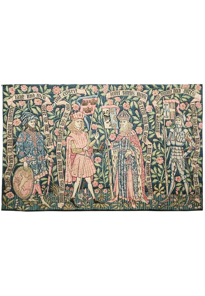 Antique 17th Century French Tapestry Rug 4' x 6.3' Baroque Design: Antique 17th Century French Tapestry Rug 4' x 6.3' Baroque Design Free continental US Shipping Immerse yourself in the elegance of 17th-century France with this stunning Antique French Tapestry Hangin