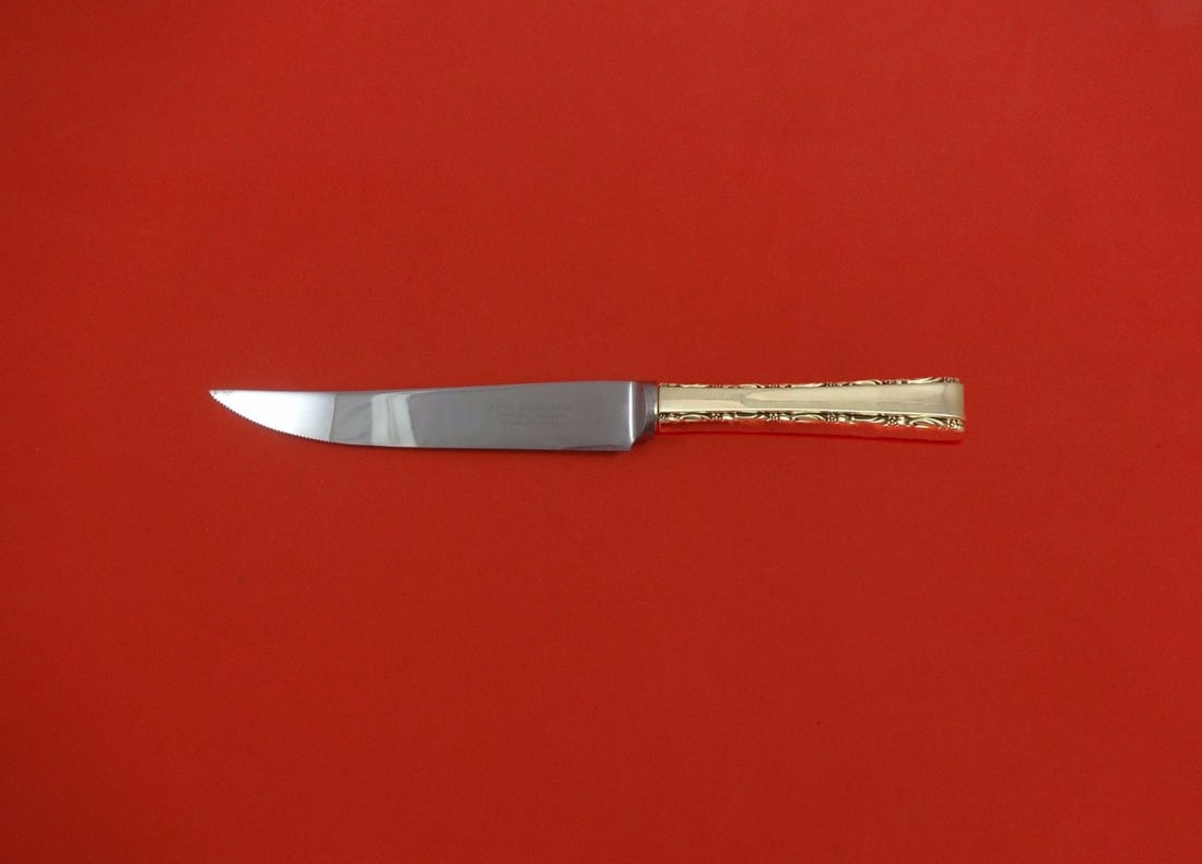 Madrigal by Lunt Sterling Silver Custom Steak Knife 8.5": Madrigal by Lunt Sterling Silver Custom Steak Knife 8.5" This custom-made steak knife from the Madrigal pattern by Lunt features a sterling silver hollow handle paired with a stainless steel serrated 