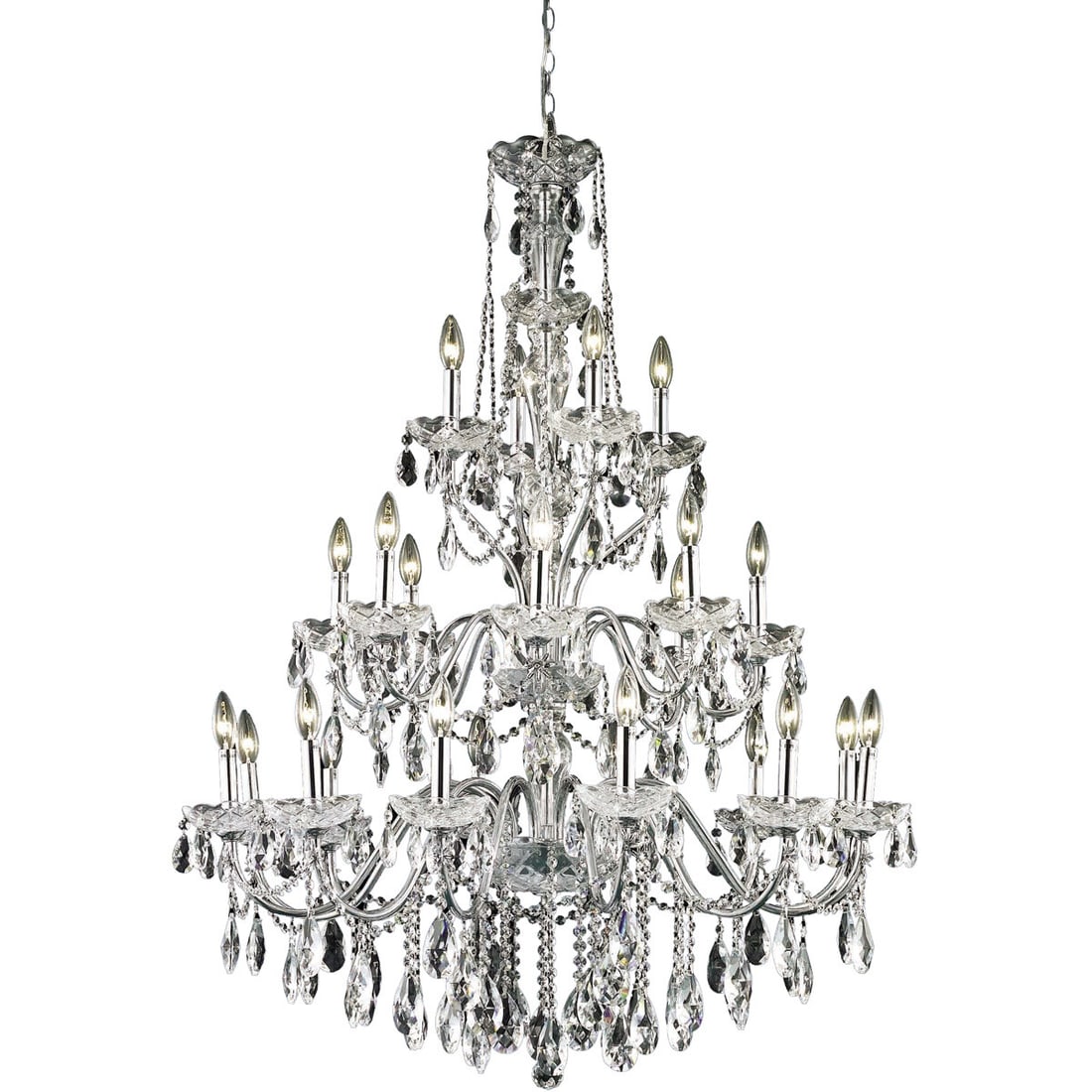 St Francis 24 Light Chrome Crystal Chandelier 49 Inch (1 of 3)