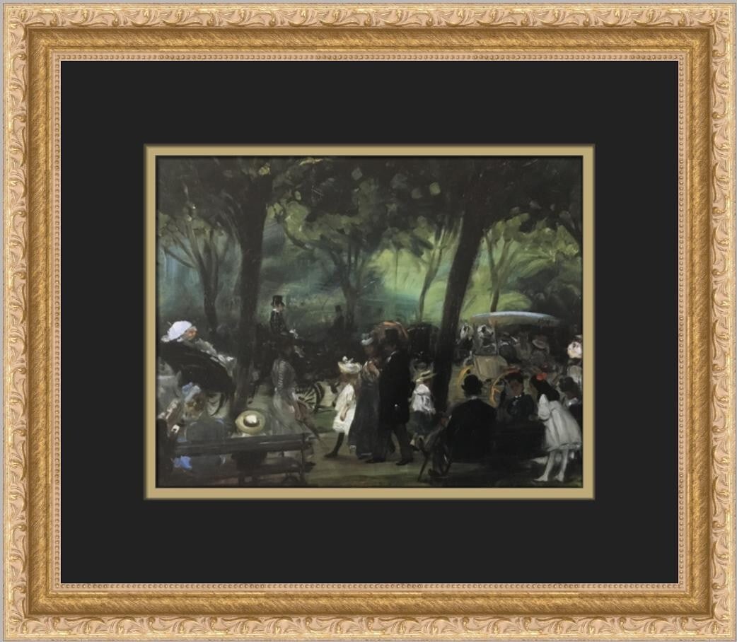 William Glackens The Drive Central Park Custom Framed Lithograph Art Print: William Glackens The Drive Central Park Custom Framed Lithograph Art Print This exquisite custom framed print titled "The Drive Central Park" showcases the work of renowned artist William Glackens, kn