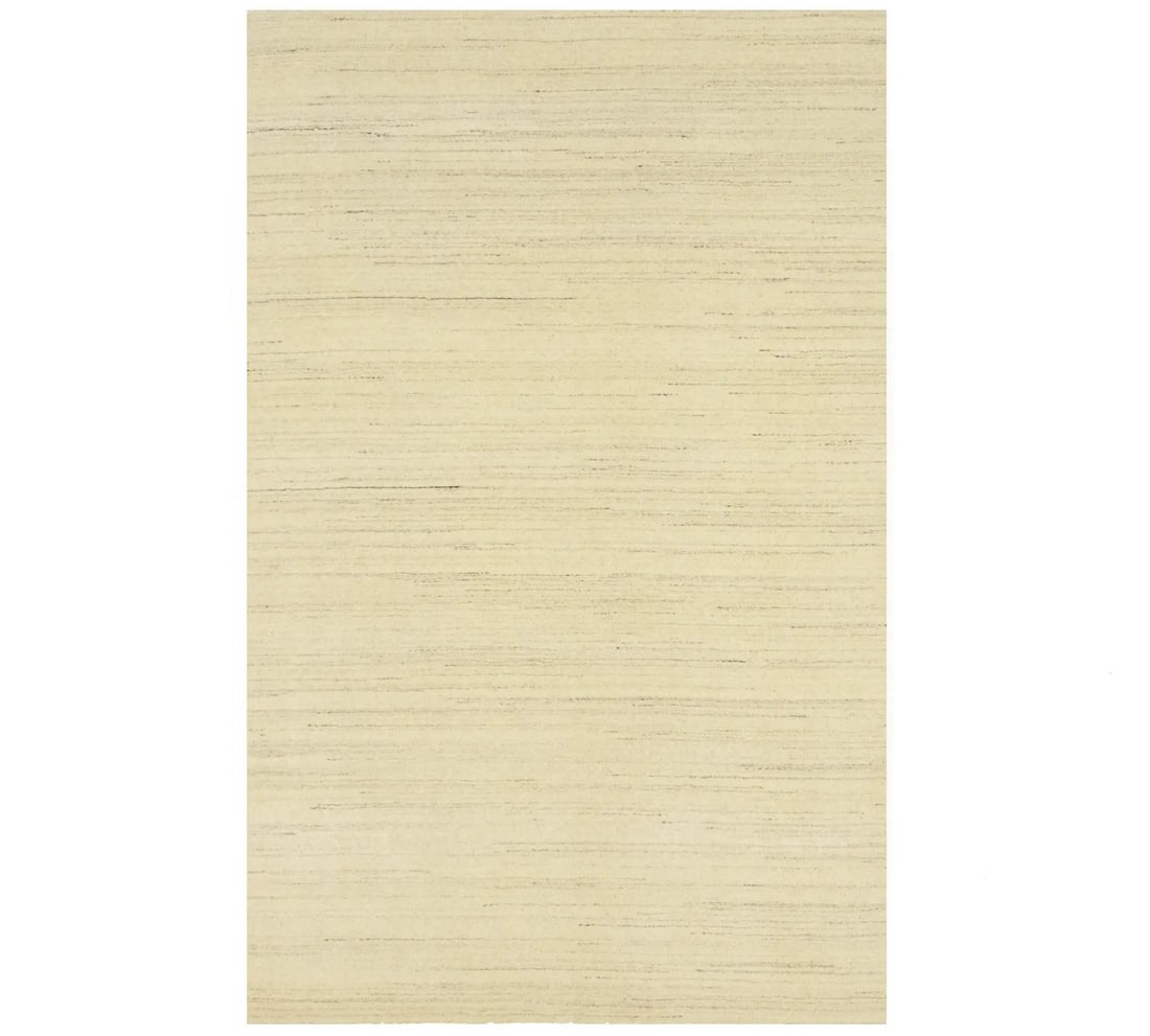 Cream Hand-Loomed 5x8 Gabbeh Wool Rug Eco-Friendly Modern Decor: Cream Hand-Loomed 5x8 Gabbeh Wool Rug Eco-Friendly Modern Decor Enhance your home decor with this elegant Cream Solid Hand-Loomed 5X8 Gabbeh Wool Rug. Measuring 5'0 x 8'0, this beautiful area rug is c