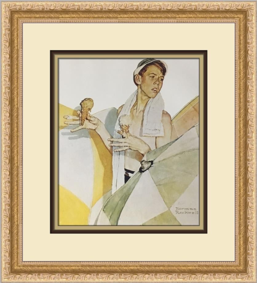 Framed Open Edition Offset Lithograph Norman Rockwell Joys Of Summer (1 of 2)