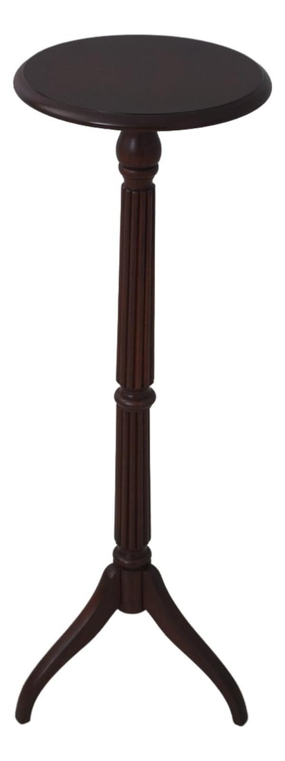 Ethan Allen Cherry Wood Tripod Pedestal Stand with Carved Details (1 of 10)