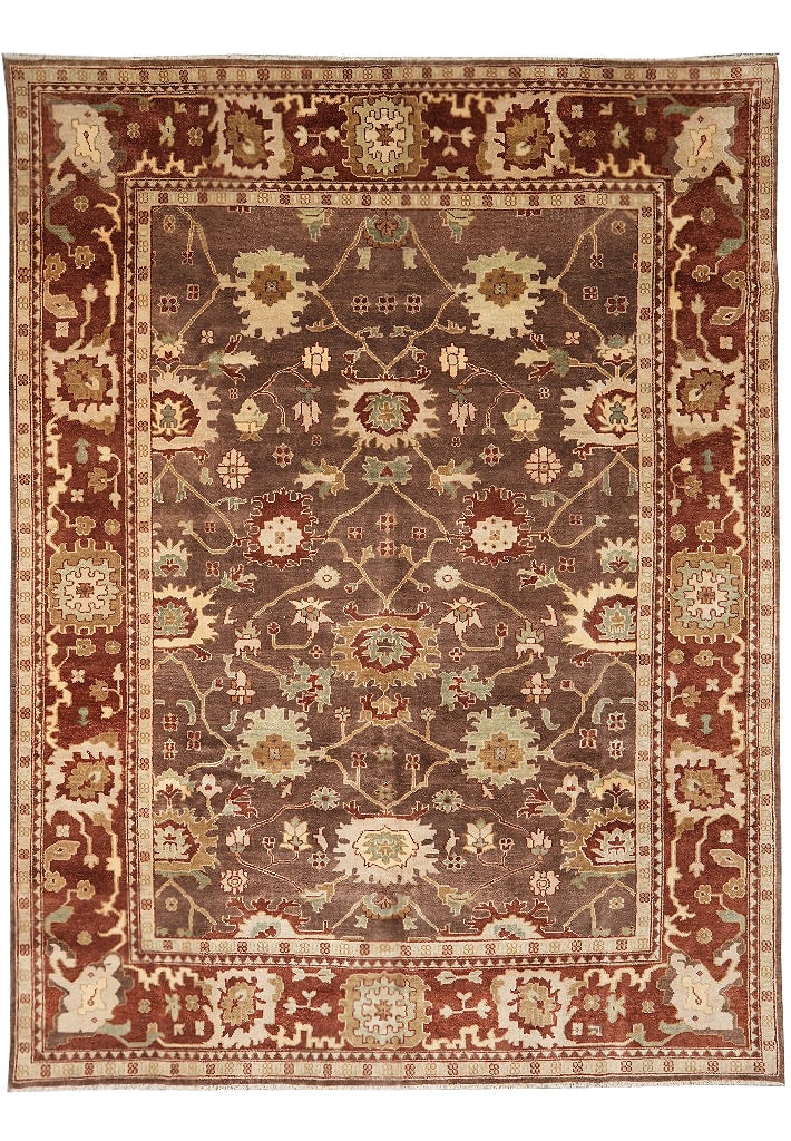 Handmade Jaipur Wool Rug 110 x 142 in Brown Rust Classic Floral Design: Handmade Jaipur Wool Rug 110 x 142 in Brown Rust Classic Floral Design Free continental US Shipping This handmade Jaipur rug features a classic design with brown, rust, olive, ivory, and sage green mo