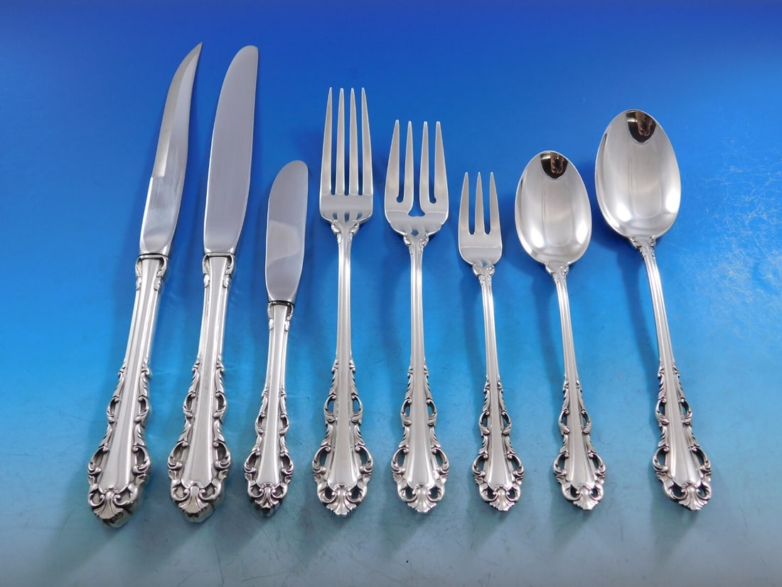 Lunt Dresden Scroll Sterling Silver 54 Piece Flatware Set for 6 (1 of 10)