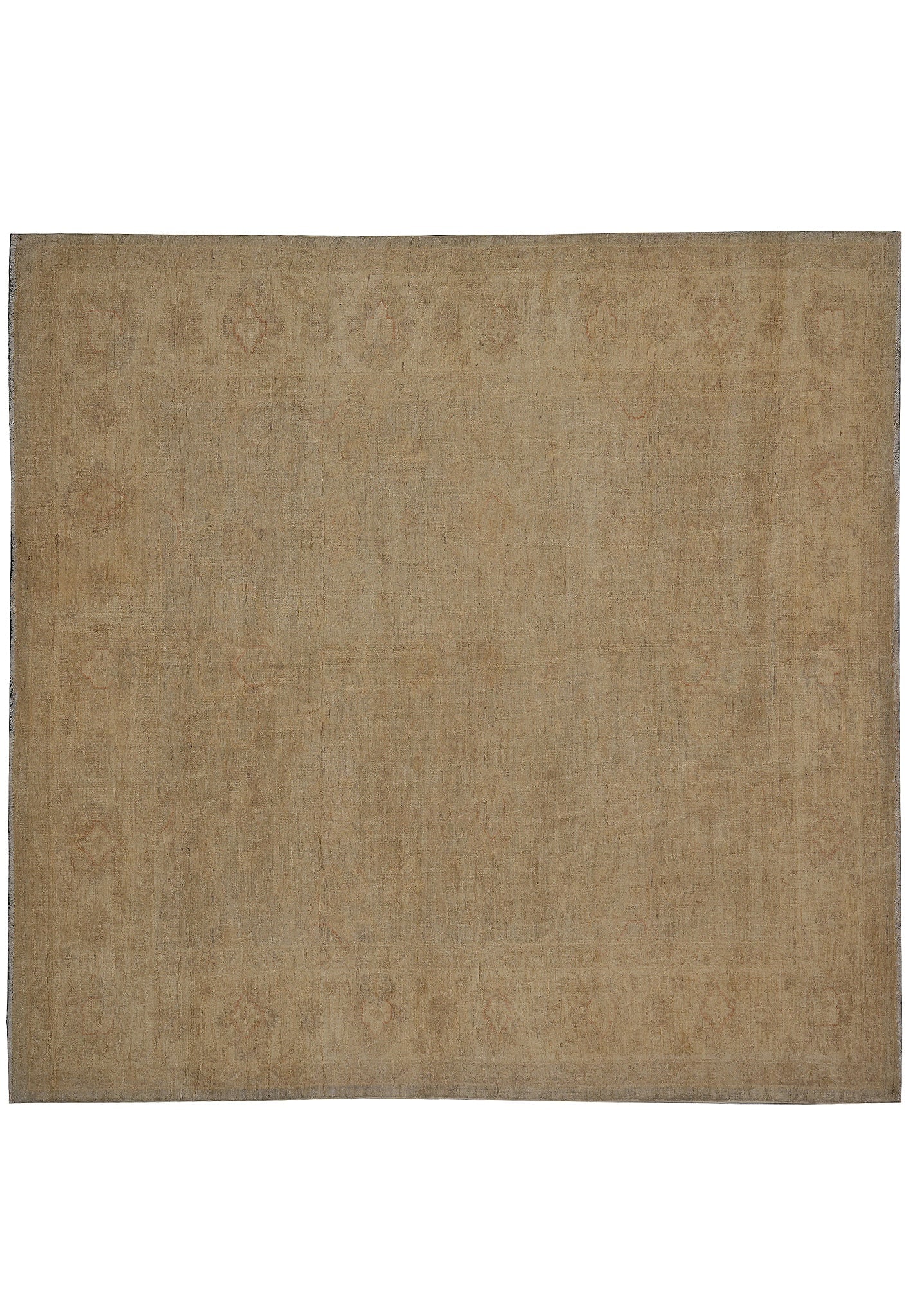 Hand-Knotted Oushak Rug 72 x 78 in Square Muted Wool Pakistan: Hand-Knotted Oushak Rug 72 x 78 in Square Muted Wool Pakistan Free continental US Shipping This handmade Oushak square area rug is skillfully hand-knotted in Pakistan using natural wool. Featuring a m