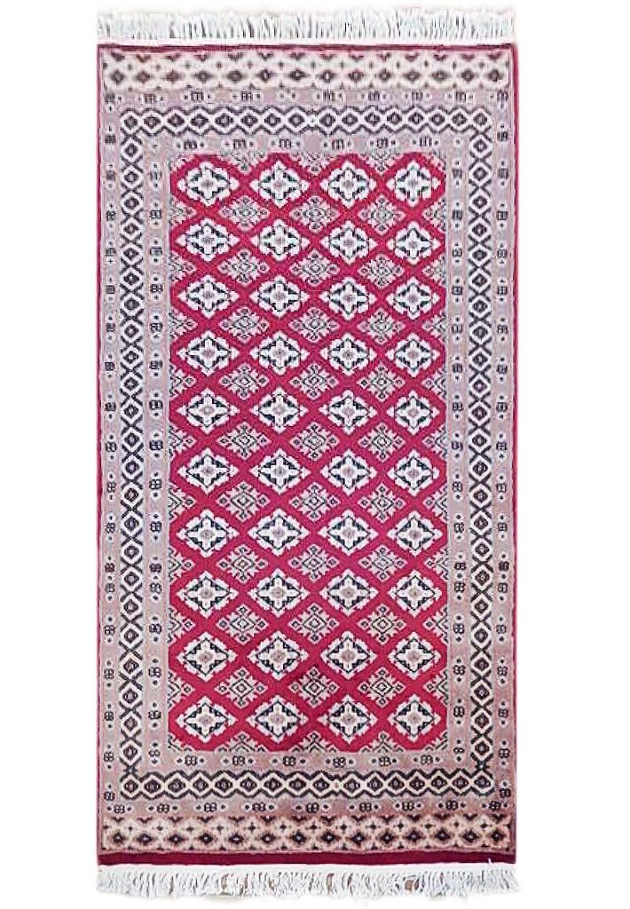 Red Jaldar Bokhara Hand-Knotted Wool Rug 35 in x 59 in: Red Jaldar Bokhara Hand-Knotted Wool Rug 35 in x 59 in Free continental US Shipping Enhance your living space with this exquisite 2.11 x 4.11 Red Traditional Jaldar Design Bokhara Rug. Hand-knotted by