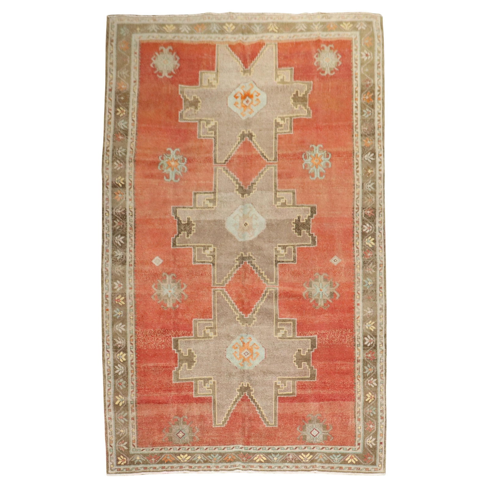 Zabihi Collection Tribal Turkish Hand-Knotted Wool Rug 89 x 139 in: Zabihi Collection Tribal Turkish Hand-Knotted Wool Rug 89 x 139 in Enhance your living space with this stunning Geometric Room Size Turkish Rug from the Zabihi Collection. This mid-20th century tribal