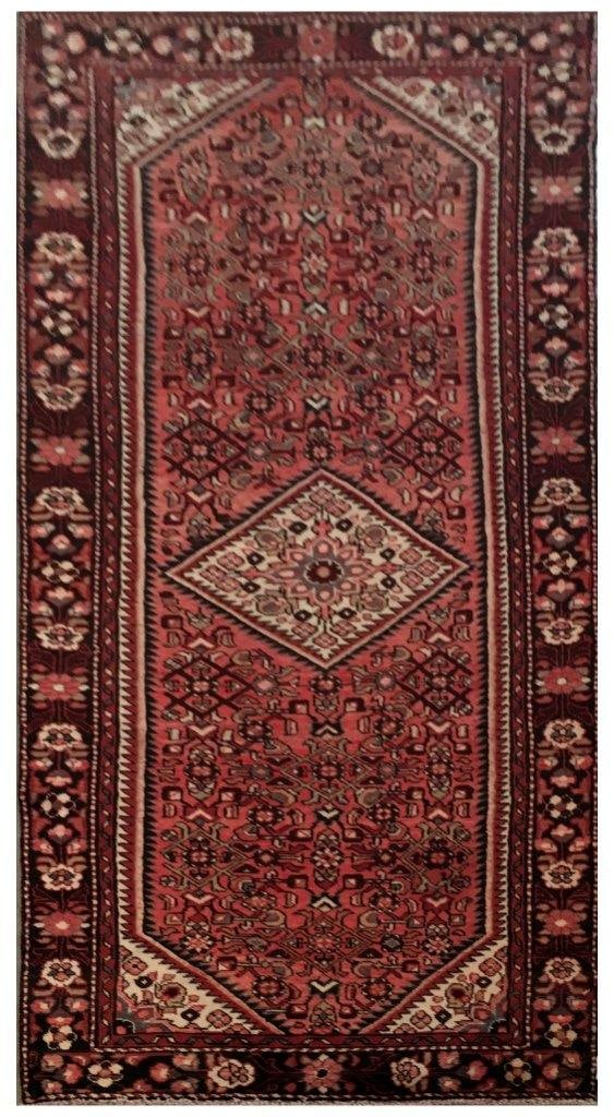 Handcrafted 3.7 x 10.2 Salmon Orange Persian Borchelu Rug: Handcrafted 3.7 x 10.2 Salmon Orange Persian Borchelu Rug Free continental US Shipping Transform your space with this exquisite Salmon Orange Persian Borchelu Rug, meticulously handwoven by skilled Pe