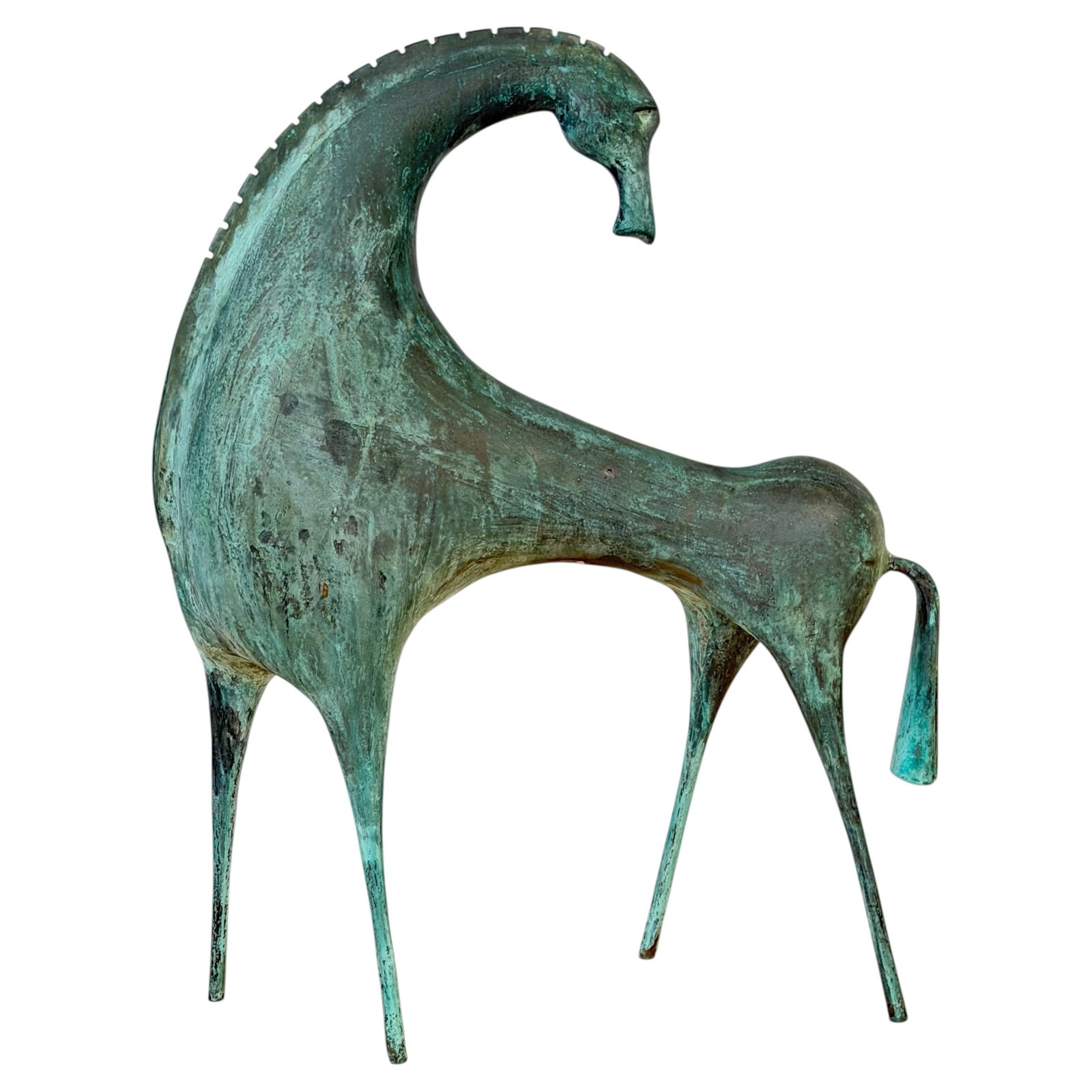 Italian Modernist Bronze Horse Sculpture Etruscan Taste 23.5 in H (1 of 12)