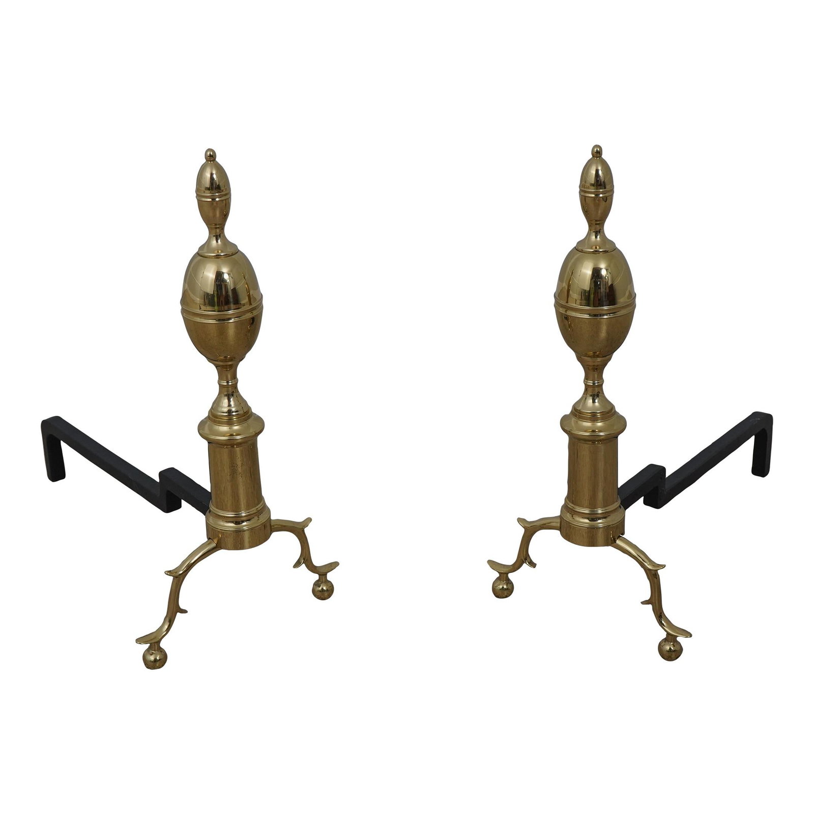 Virginia Metalcrafters CW-100-2 Colonial Williamsburg Brass Andirons Pair (1 of 10)