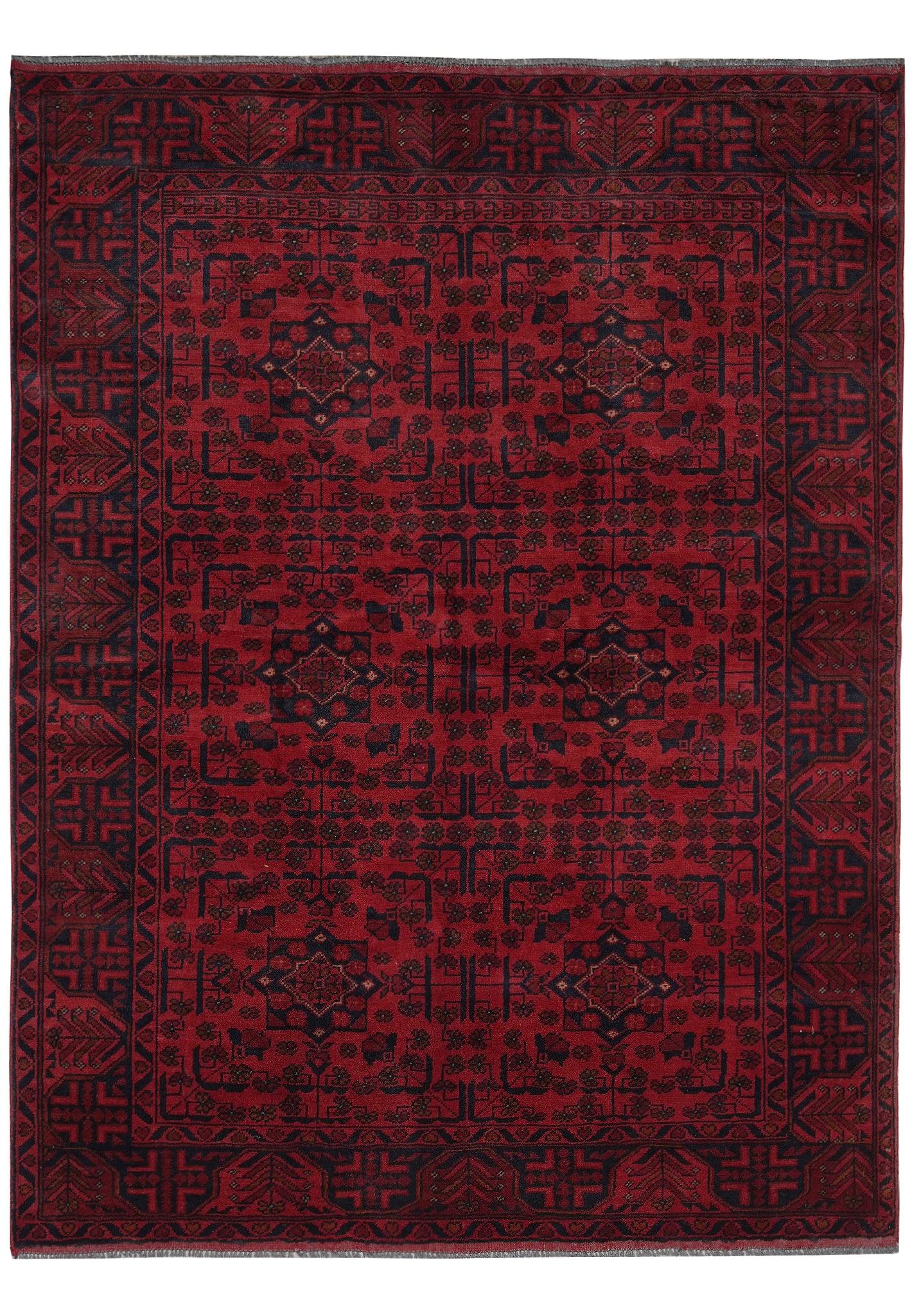 5 x 6.5 Afghan Khal Mohammadi Hand-Knotted Wool Rug: 5 x 6.5 Afghan Khal Mohammadi Hand-Knotted Wool Rug Free continental US Shipping Hand-knotted Afghan Khal Mohammadi rug in a 5 x 6.5 size, made from 100% hand-spun premium wool. It features the tradit