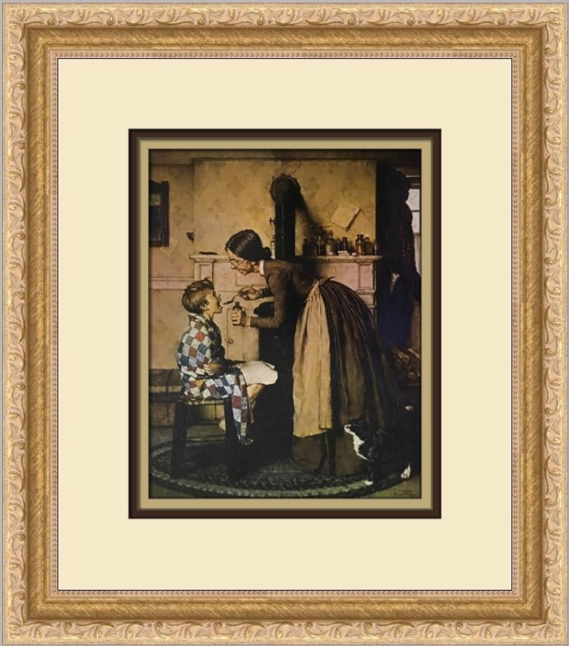 Norman Rockwell Spring Tonic Custom Framed Portrait Print 14 x 12: Norman Rockwell Spring Tonic Custom Framed Portrait Print 14 x 12 This stunning custom framed print titled "Spring Tonic" by Norman Rockwell captures the essence of Americana realism, showcasing a vib