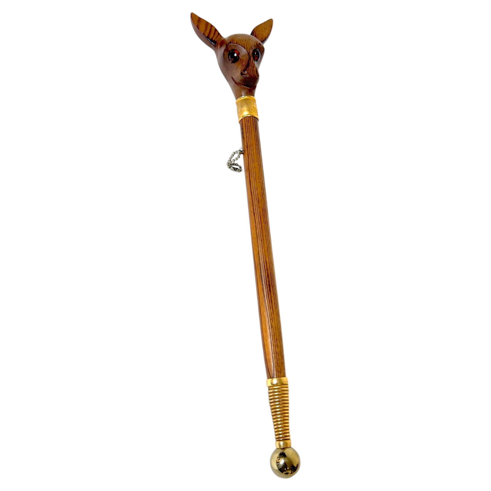 Black Forest carved deer head ceremonial baton brass mounts 1930s (1 of 15)