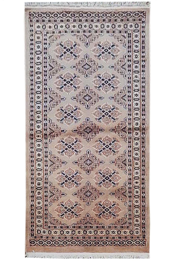 Handcrafted 2.6' x 4.2' Ivory Jaldar Bokhara Area Rug: Handcrafted 2.6' x 4.2' Ivory Jaldar Bokhara Area Rug Free continental US Shipping Transform your living space with this stunning 2.6 x 4.2 Jaldar Bokhara area rug. Handcrafted with exceptional attent
