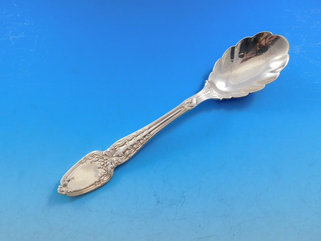 Tiffany & Co. Broom Corn Sterling Silver Preserve Spoon Fluted 6 7/8": Tiffany & Co. Broom Corn Sterling Silver Preserve Spoon Fluted 6 7/8" Presenting a stunning Sterling Silver Preserve Spoon from Tiffany & Co. This exquisite piece, measuring 6 7/8 inches, features a f