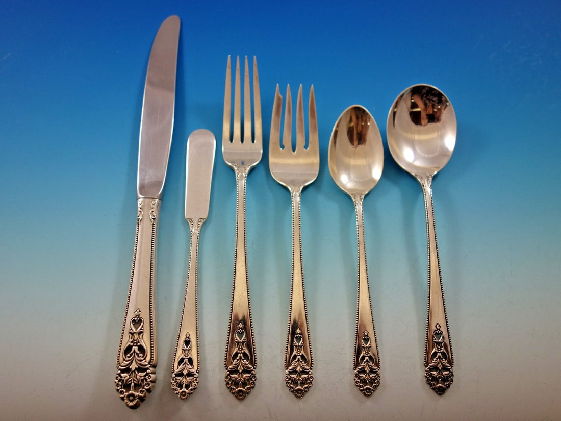 Queen's Lace International Sterling Silver Flatware Set 36 Pieces with Towle Caddy: Queen's Lace International Sterling Silver Flatware Set 36 Pieces with Towle Caddy Enhance your dining experience with the exquisite Queen's Lace Sterling Silver Flatware Set by International Silver. 