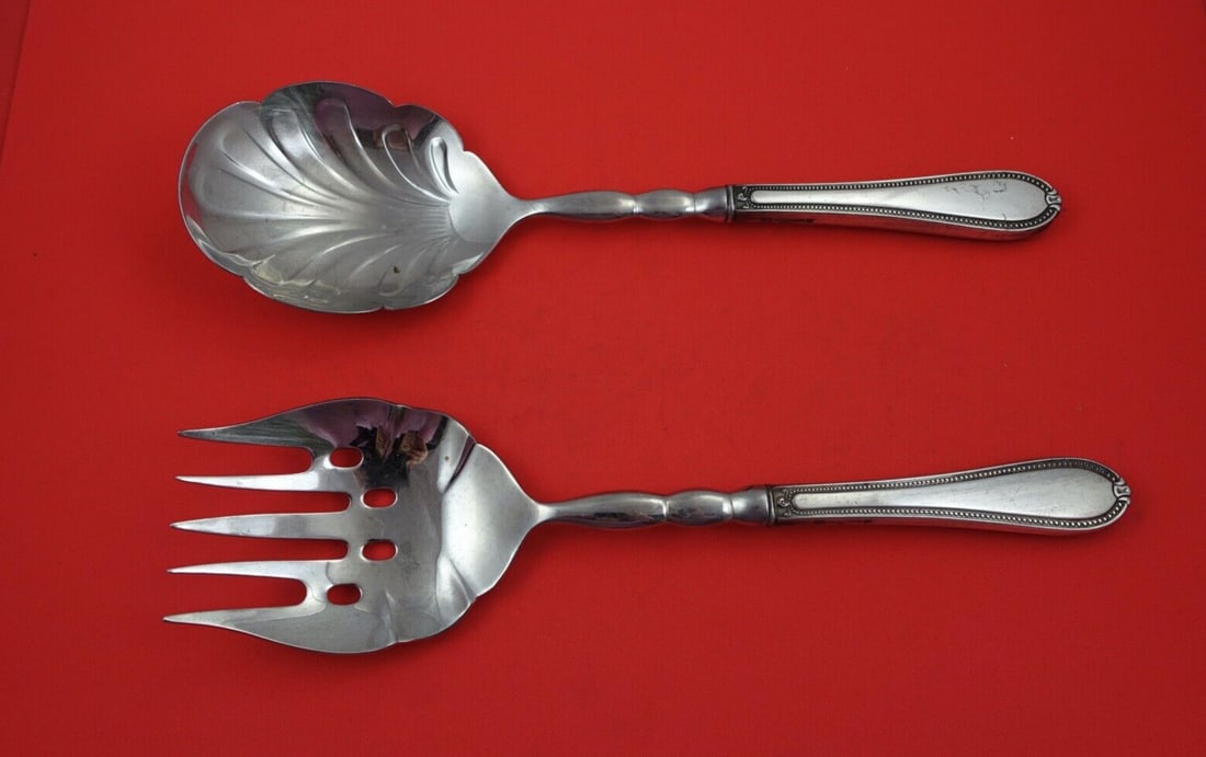 Tuttle Triumph Sterling Silver Salad Serving Set with Pierced Fork 11 7/8" (1 of 2)