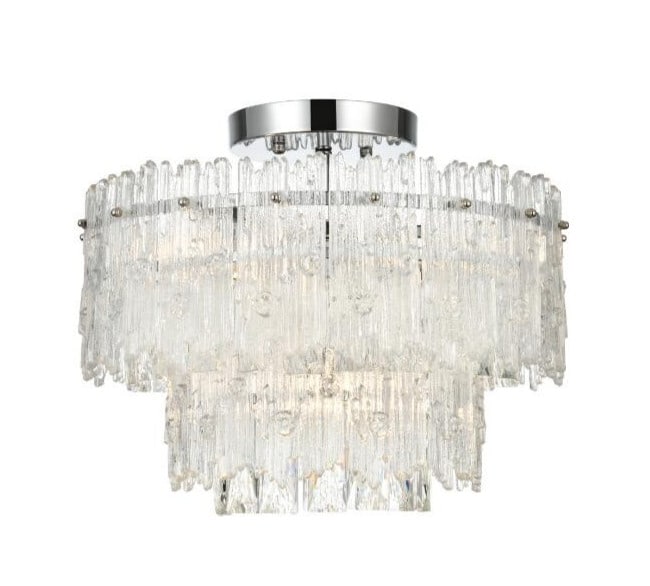 Emilia 4-Light Chrome Crystal Flush Mount Chandelier 15 Inch: Emilia 4-Light Chrome Crystal Flush Mount Chandelier 15 Inch This modern flush mount chandelier features a chrome-plated finish and sparkling royal cut clear crystals, adding an elegant touch to any i