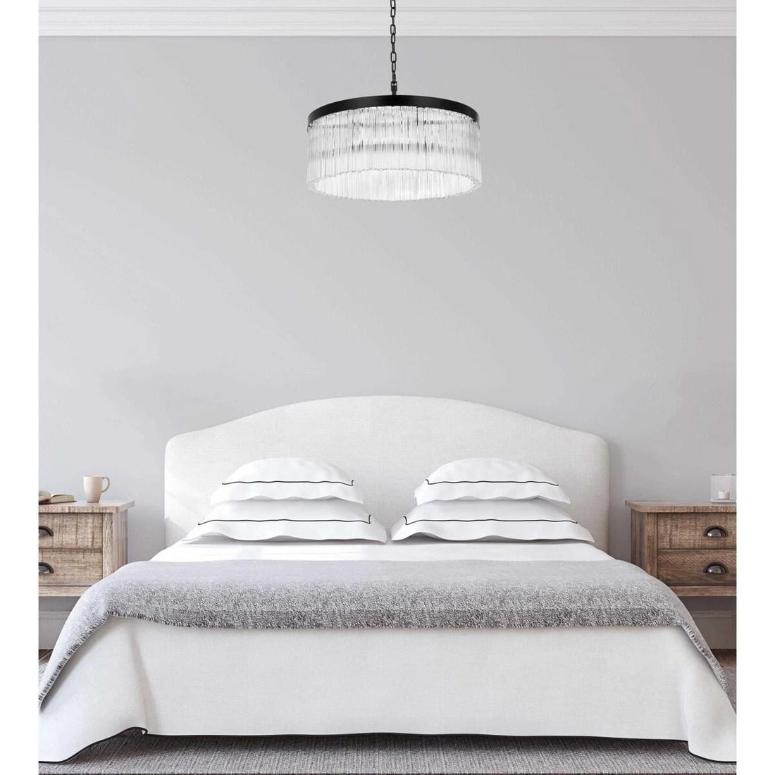 Harlow 6-Light Black Glass Iron Chandelier 24 Inch Wide: Harlow 6-Light Black Glass Iron Chandelier 24 Inch Wide This modern chandelier features a high-quality black finish and a round, 24-inch diameter design, ideal for dining rooms, living rooms, bedrooms