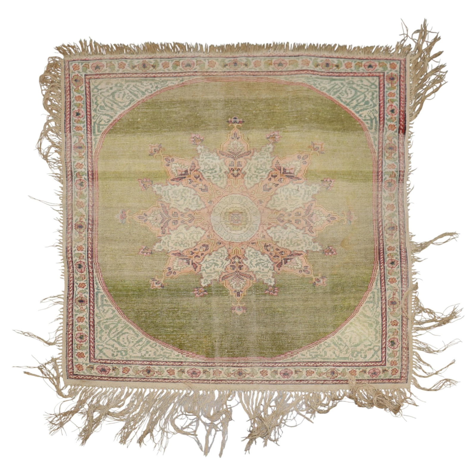 Late 19th Century Turkish Kaysari Square Silk Rug (1 of 7)