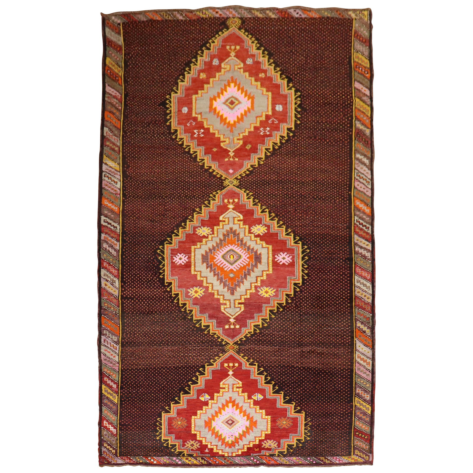 Mid-20th Century Colorful Hand-Woven Turkish Kars Corridor Rug 8'8 x 16'2 (1 of 12)