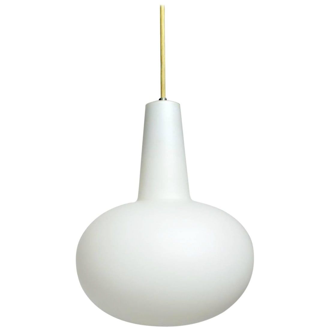 Prescolite Satin White Teardrop Glass Pendant Light: Prescolite Satin White Teardrop Glass Pendant Light Illuminate your space with this elegant Satin White cased glass pendant light, designed in a stylish teardrop form. This pre-owned fixture features 