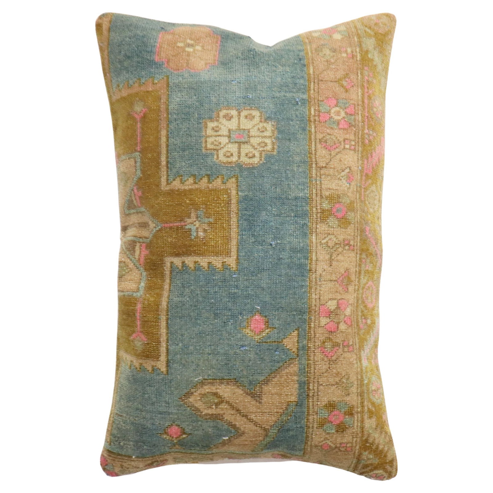 Colorful Antique Karabagh Rug Pillow 16x24 Spanish Colonial Design (1 of 4)