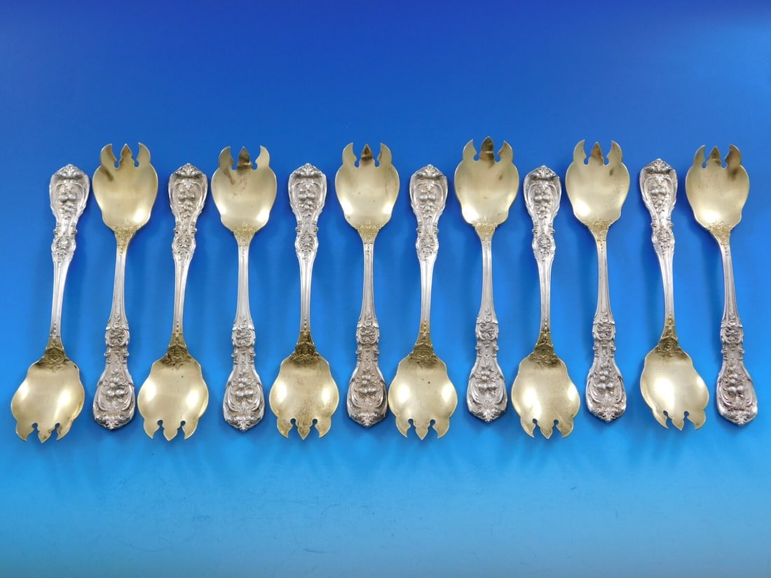 Reed & Barton Francis I Set of 12 Sterling Silver Ice Cream Forks: Reed & Barton Francis I Set of 12 Sterling Silver Ice Cream Forks This exquisite set features 12 ice cream forks in the elegant Francis I pattern by Reed & Barton, crafted from high-quality sterling s