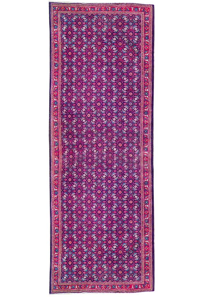 5.2 x 13.9 Dark Indigo Handmade Persian Tabriz Runner Rug: 5.2 x 13.9 Dark Indigo Handmade Persian Tabriz Runner Rug Free continental US Shipping Enhance your space with this exquisite 5.2 x 13.9 Dark Indigo Semi Antique Persian Tabriz Runner, handcrafted by 