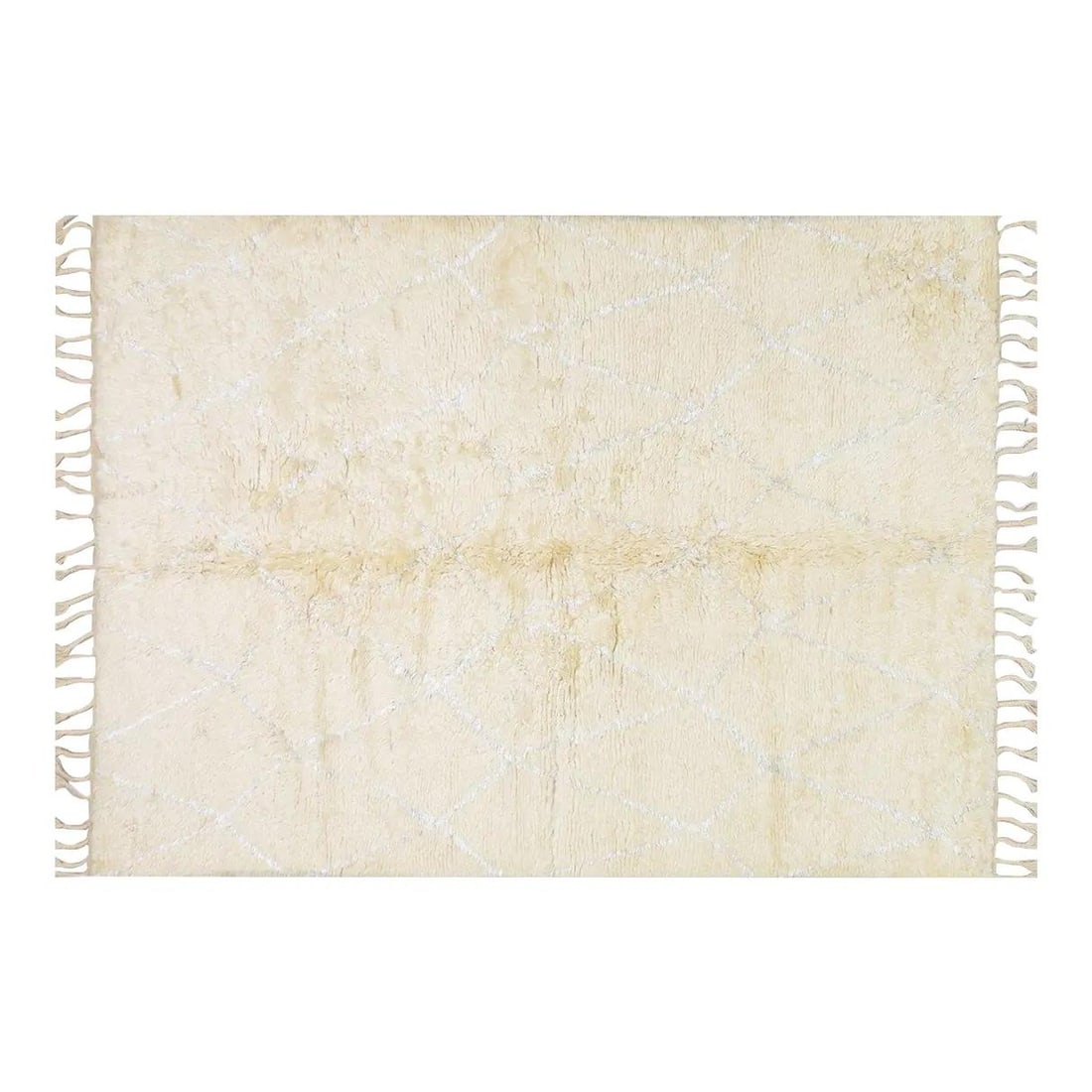 Almond Wool Area Rug Hand Knotted Moroccan Style 10'x14': Almond Wool Area Rug Hand Knotted Moroccan Style 10'x14' This Moroccan hand-knotted wool rug is crafted using traditional techniques, combining timeless craftsmanship with modern design. The rug's dur