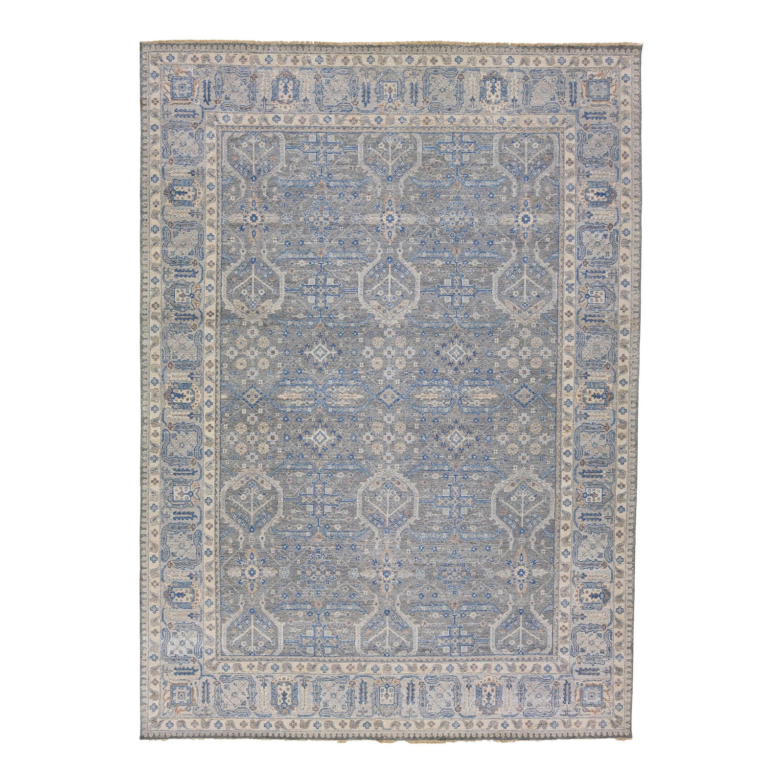 Persian Tabriz Style Gray Handmade Wool Rug 10' x 13'11": Persian Tabriz Style Gray Handmade Wool Rug 10' x 13'11" Elevate your living space with this exquisite Persian Tabriz Style Gray Handmade Room Size Wool Rug. Part of the Artisan line, this unique rug 