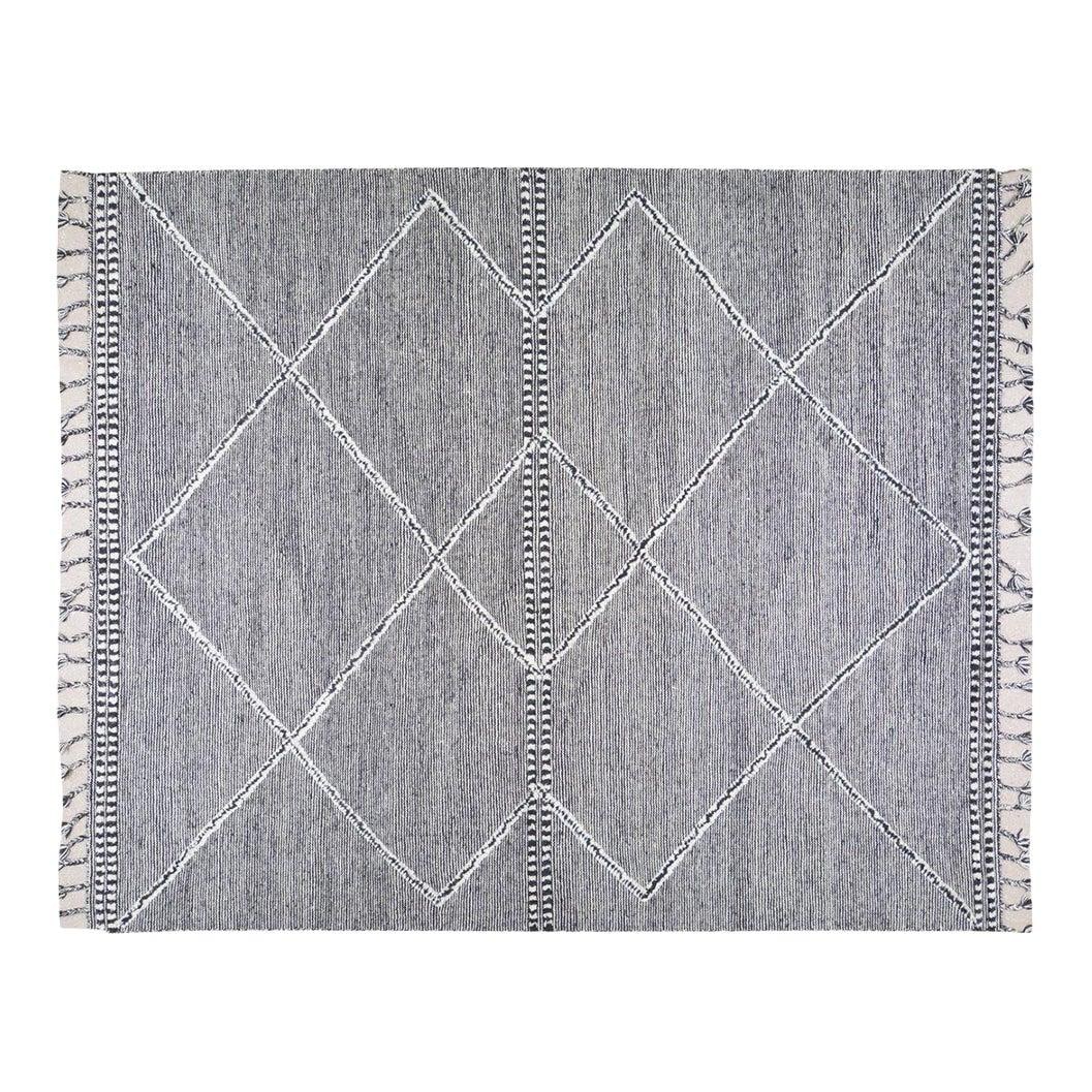 Hand-Knotted Wool Area Rug in Moroccan Aleph Design 8'3" x 10': Hand-Knotted Wool Area Rug in Moroccan Aleph Design 8'3" x 10' This Moroccan Aleph rug is hand-knotted from wool using traditional rug-making techniques, showcasing timeless craftsmanship with a moder