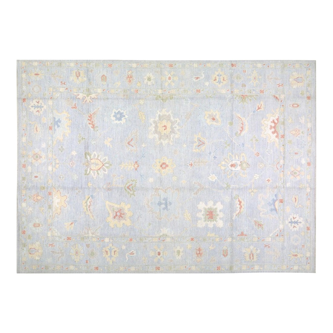 7'9 x 10' Gray Wool Oushak Area Rug Hand Knotted Turkish: 7'9 x 10' Gray Wool Oushak Area Rug Hand Knotted Turkish This Turkish Oushak rug is hand-knotted from wool using traditional techniques, combining enduring craftsmanship with a modern design sensibili