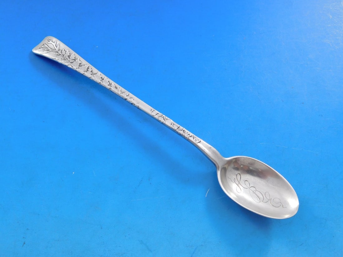 Tiffany & Co. Sterling Silver 6" Parfait Spoon Lap Over Edge Foliage Motif (1 of 5)