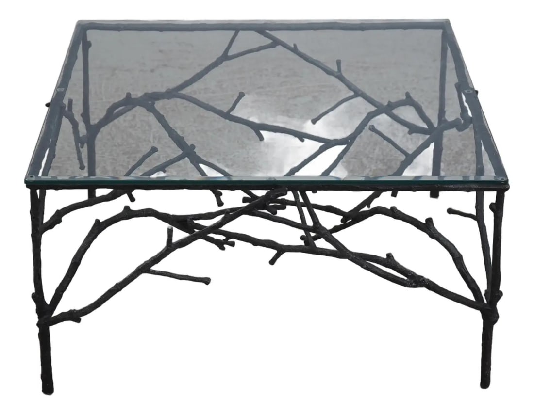 Iron Coffee Table With Glass Top and Branch Motif Design (1 of 10)