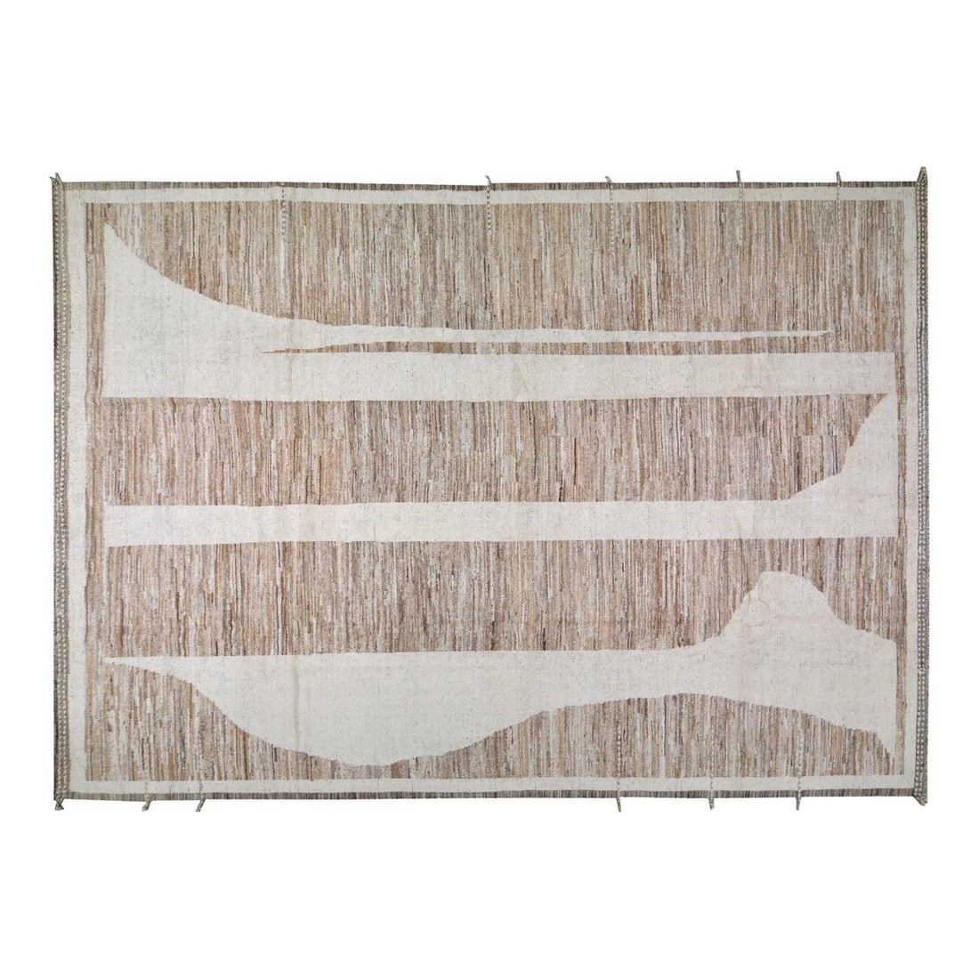 Tan Wool Area Rug Hand Knotted Moroccan Design 10'3" x 14'4": Tan Wool Area Rug Hand Knotted Moroccan Design 10'3" x 14'4" This Moroccan hand-knotted wool rug is crafted using traditional rug-making techniques, combining classic artistry with a modern design sen