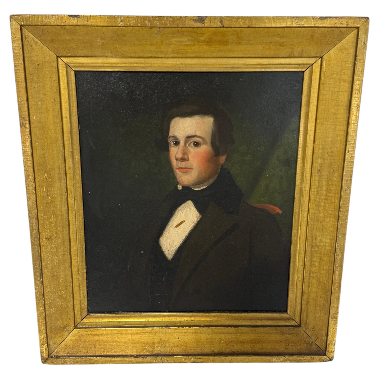 Mid-19th Century Folk Art Gentleman Portrait in Giltwood Frame (1 of 8)