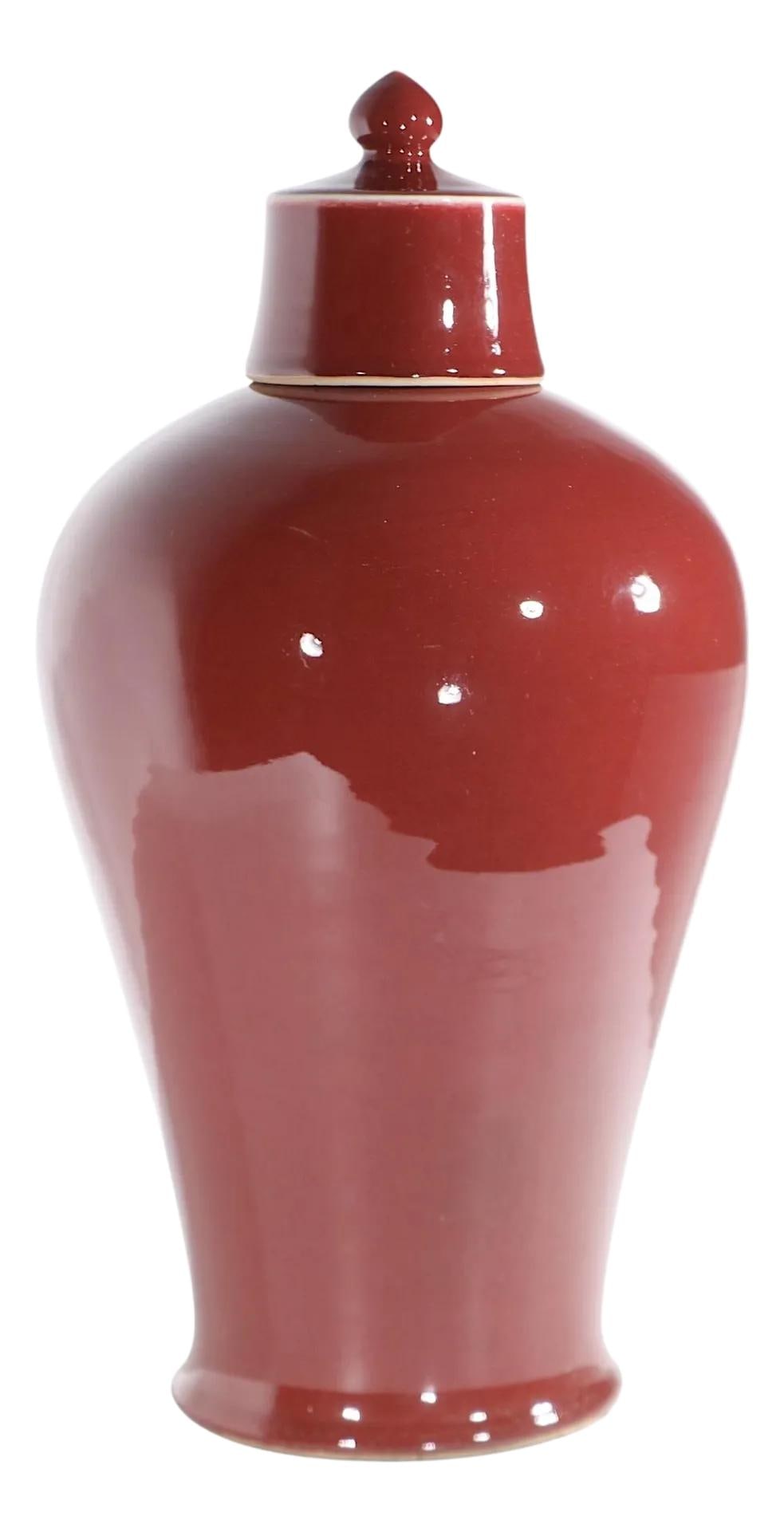 20th Century Oxblood Sang De Boeuf Glazed Ginger Jar (1 of 8)
