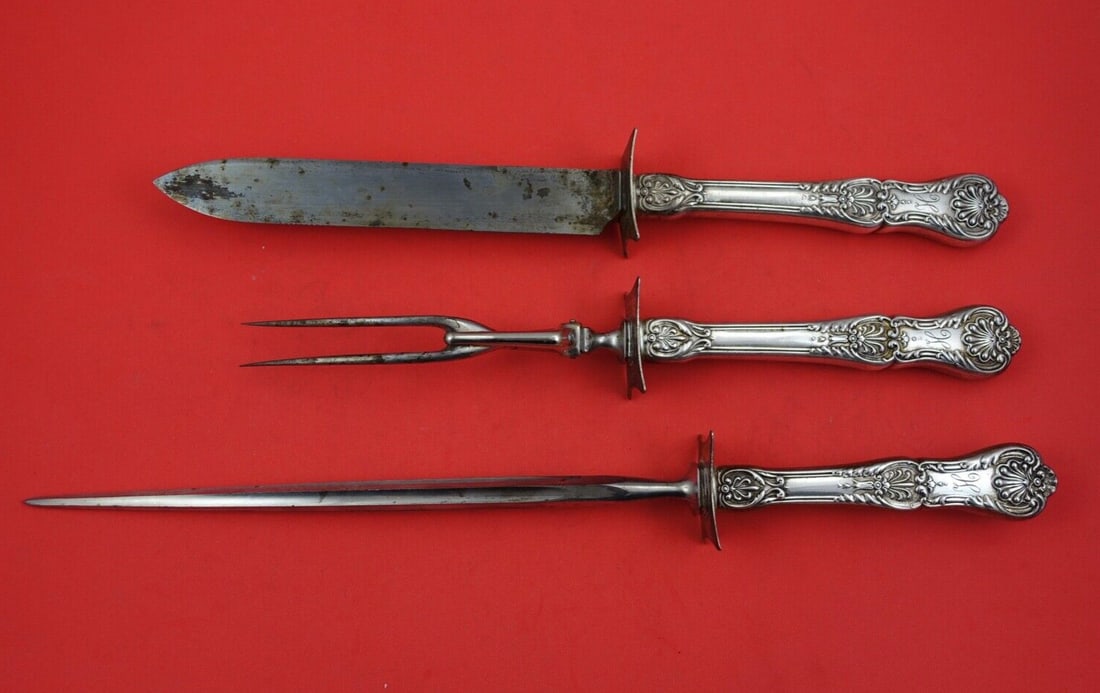 3 Piece Sterling Silver Carving Set Gorham King George (1 of 2)