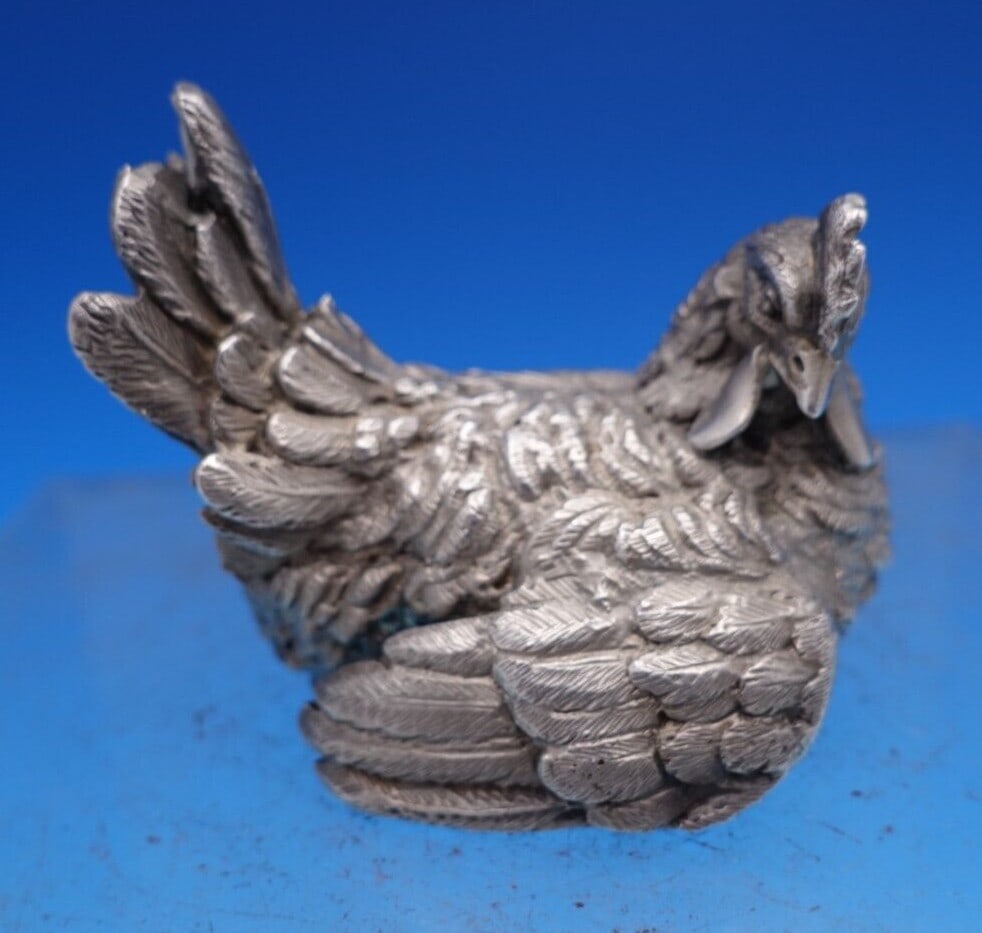 Buccellati .800 Silver Hen Figurine 1 3/4" x 2 1/2" 8.6 ozt Italy (1 of 16)