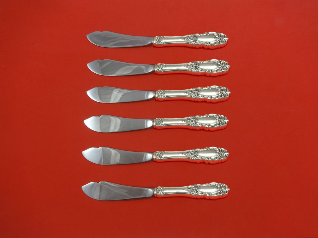 Towle Grand Duchess Sterling Silver 6pc Trout Knife Set Custom Made: Towle Grand Duchess Sterling Silver 6pc Trout Knife Set Custom Made This exquisite 6-piece Trout Knife Set by Towle features a stunning Grand Duchess pattern, crafted from high-quality sterling silver
