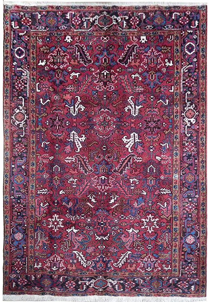 6.7 x 9.3 Semi-Antique Persian Heriz Area Rug: 6.7 x 9.3 Semi-Antique Persian Heriz Area Rug Free continental US Shipping This exquisite 6.7 x 9.3 semi-antique Persian Heriz rug features an intricate all-over pattern that adds a touch of elegance 
