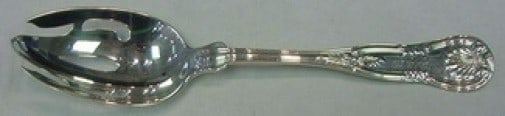 Wood & Hughes New King Sterling Silver Pierced Serving Spoon 8 1/4": Wood & Hughes New King Sterling Silver Pierced Serving Spoon 8 1/4" This exquisite serving spoon is crafted from high-quality sterling silver by Wood & Hughes, featuring the elegant New King pattern. 