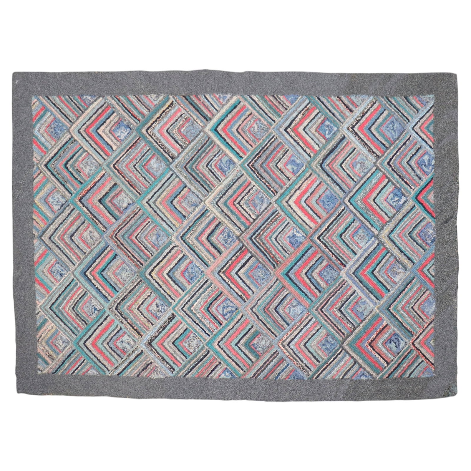 Mid Century American Wool Hooked Country Rug 26 x 38 in (1 of 9)