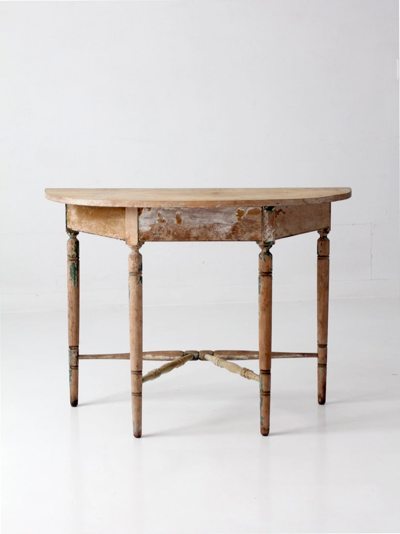 19th Century Primitive Half Round Console Table 42 inch (1 of 18)