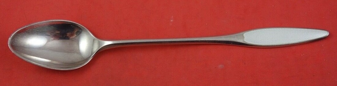 Whiting Enameled Sterling Silver Iced Tea Spoon 7.25 inches: Whiting Enameled Sterling Silver Iced Tea Spoon 7.25 inches This elegant iced tea spoon features a beautiful enameled sterling design, crafted by various makers including Whiting. Measuring 7 1/4 inch