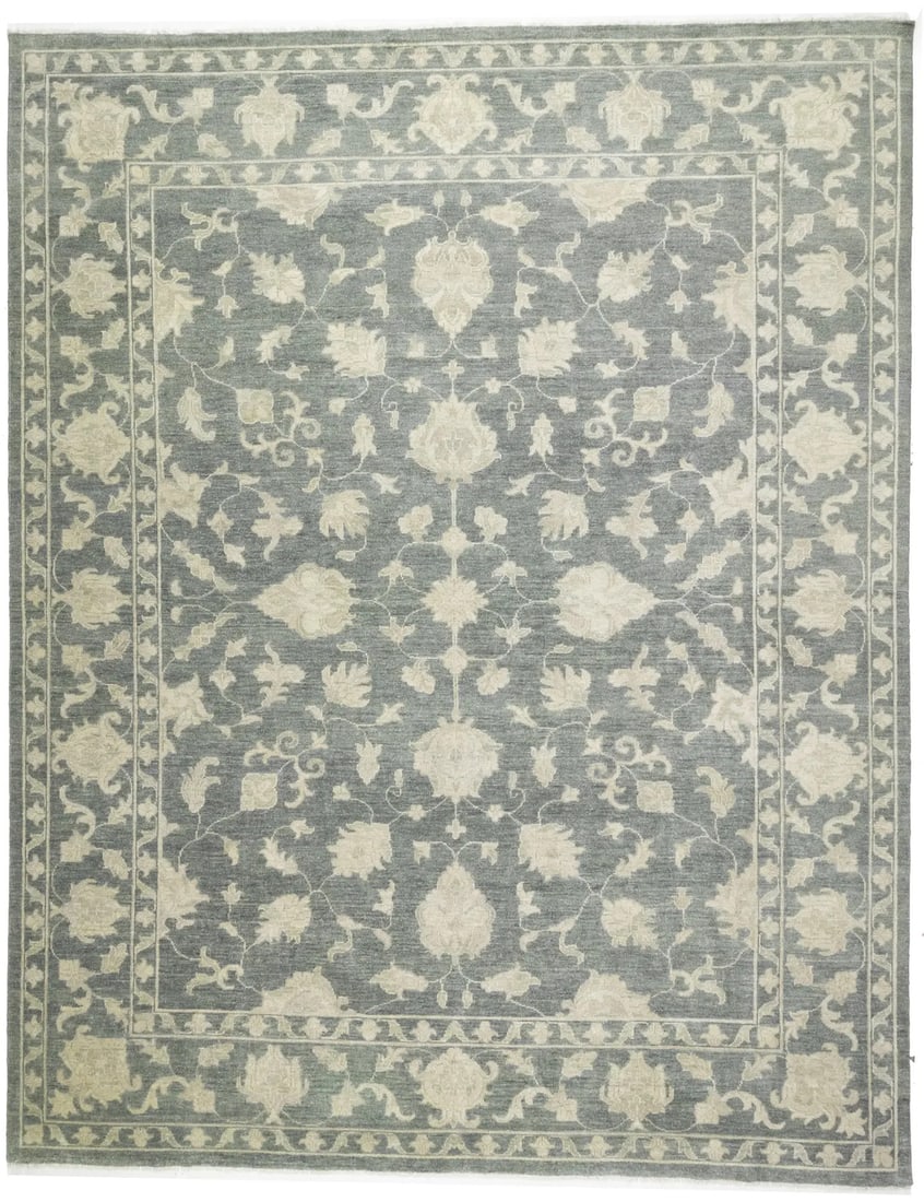 Extra Large Hand-Knotted Floral Wool Rug 9'11 x 13'10 Transitional Design: Extra Large Hand-Knotted Floral Wool Rug 9'11 x 13'10 Transitional Design Enhance your living space with this exquisite Extra Large Floral Transitional Rug, perfect for any room including the bedroom,