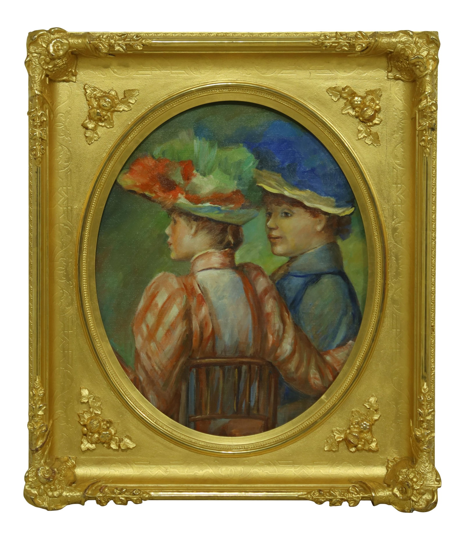 Vintage Gold Leaf Framed Oil Painting 27x31 Elegant Art: Vintage Gold Leaf Framed Oil Painting 27x31 Elegant Art This exquisite vintage oil painting is elegantly framed in a bright gold leaf finish, showcasing superior craftsmanship. The frame is approximat